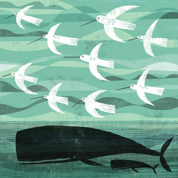 Whales: Whale And Flying Birds by Gareth Lucas