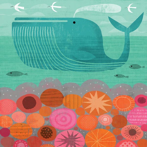 Kids Ocean Life Art: Whale And Stones by Gareth Lucas
