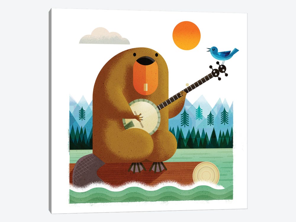 Banjo Beaver And Bluebird by Gareth Lucas 1-piece Canvas Art
