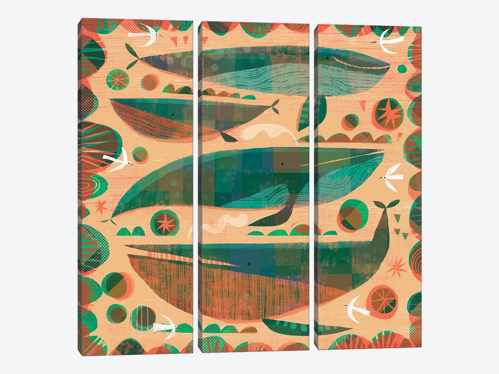 Green Whales by Gareth Lucas 3-piece Art Print