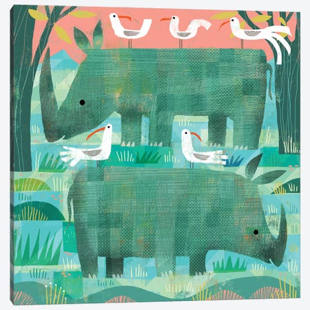 Green Rhinos Canvas Print #GLS73} by Gareth Lucas Canvas Art Print