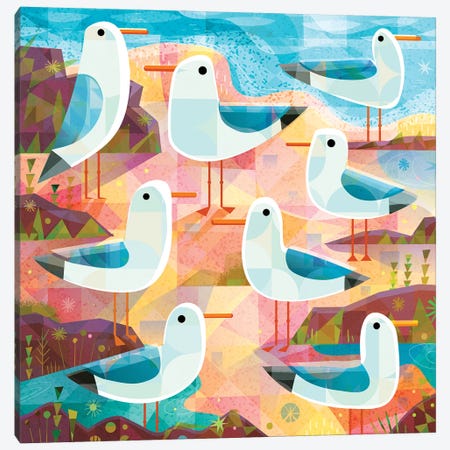 Seagulls On The Shore Canvas Print #GLS75} by Gareth Lucas Canvas Wall Art