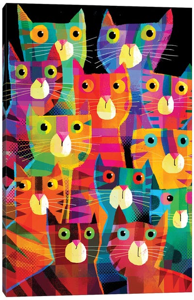 Shifty Cats Canvas Art Print - Gareth Lucas