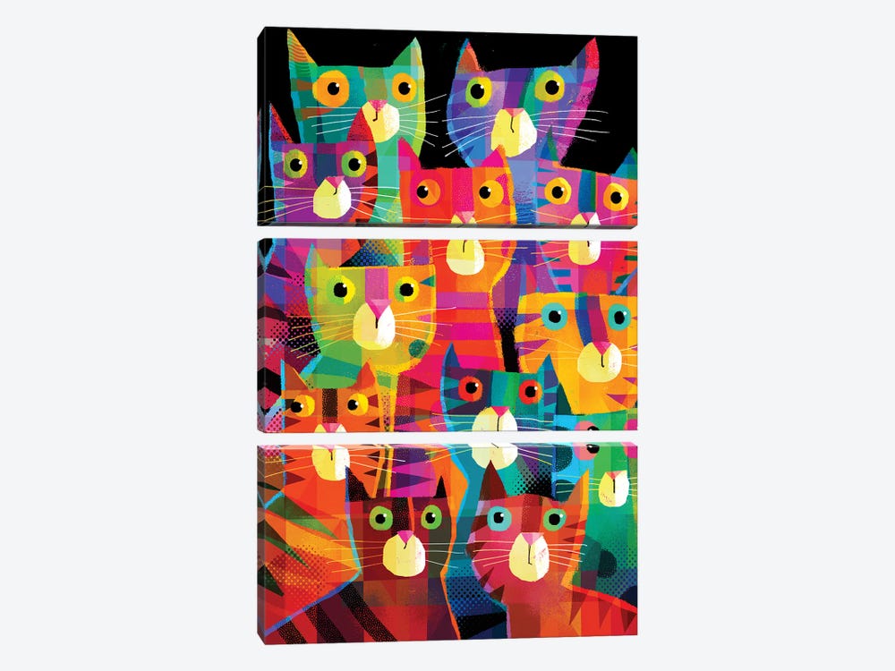 Shifty Cats by Gareth Lucas 3-piece Canvas Art Print