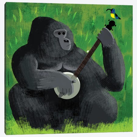 Banjo Gorilla And Sunbird Canvas Print #GLS7} by Gareth Lucas Canvas Print