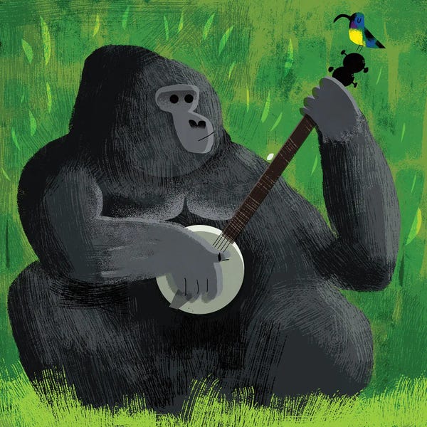 Primates: Banjo Gorilla And Sunbird by Gareth Lucas