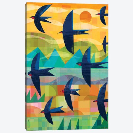 Swallows Flying Canvas Print #GLS80} by Gareth Lucas Canvas Artwork