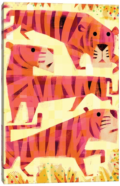 Three Tigers Canvas Art Print - Gareth Lucas