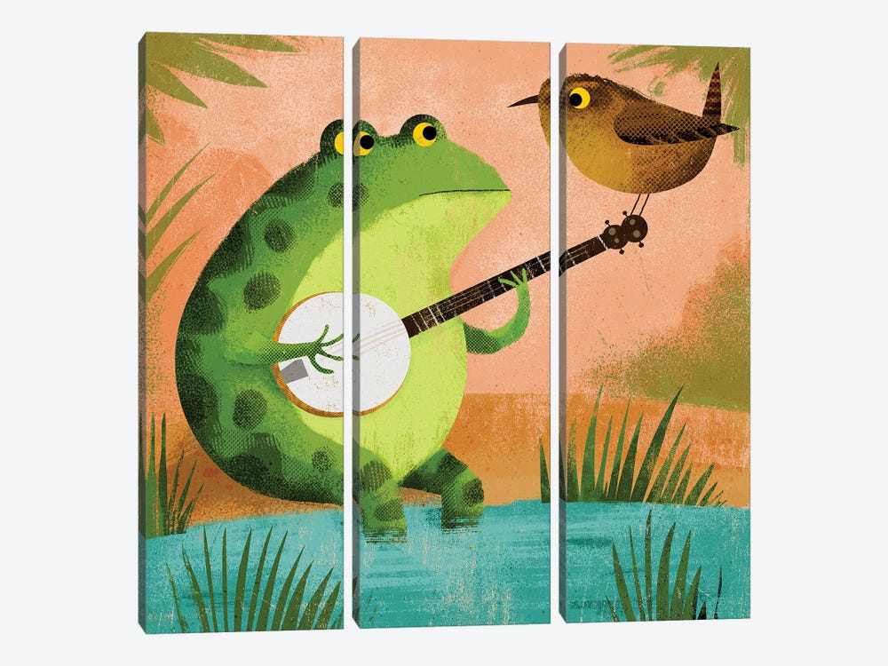 Toad And Wren by Gareth Lucas 3-piece Canvas Wall Art