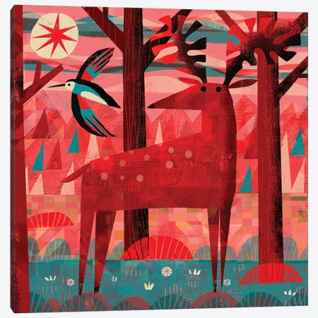 Woodpecker And Deer Canvas Print #GLS88} by Gareth Lucas Canvas Wall Art