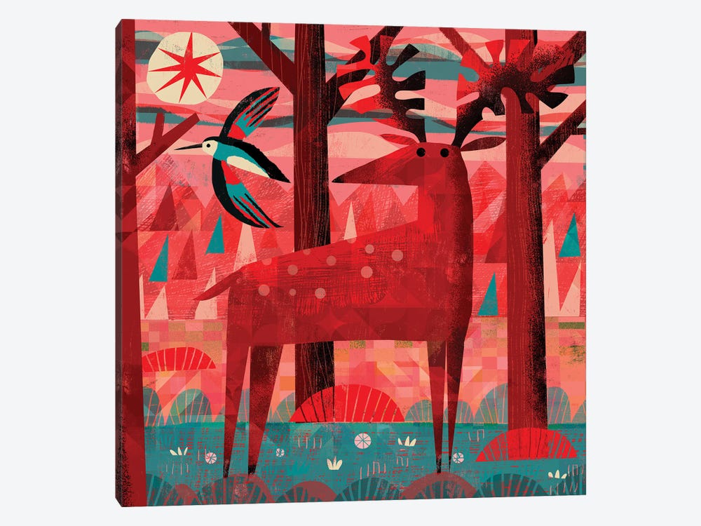 Woodpecker And Deer by Gareth Lucas 1-piece Canvas Print