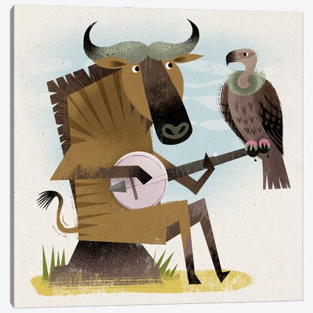 Banjo Gnu And Vulture Canvas Print #GLS8} by Gareth Lucas Canvas Artwork
