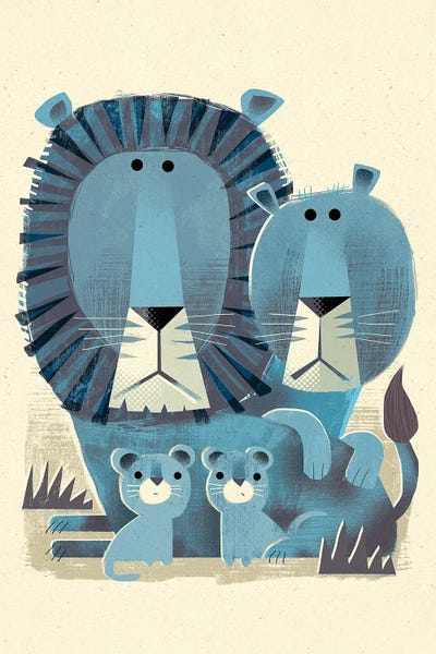 Blue Lions by Gareth Lucas metal wall art