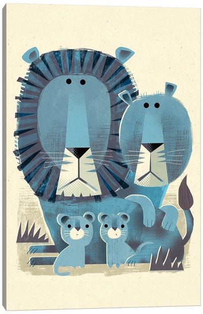 Blue Lions Canvas Art Print - Gareth Lucas