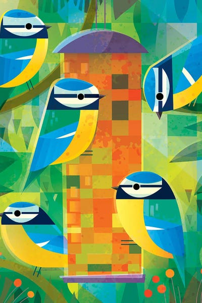 Mid-Century Modern Animals: Blue Tits by Gareth Lucas