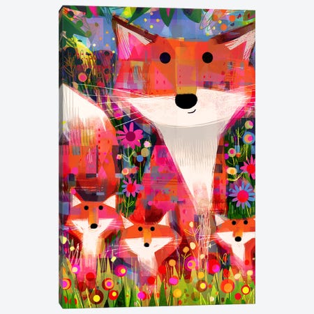Foxes, Foliage And Flowers Canvas Print #GLS93} by Gareth Lucas Canvas Print
