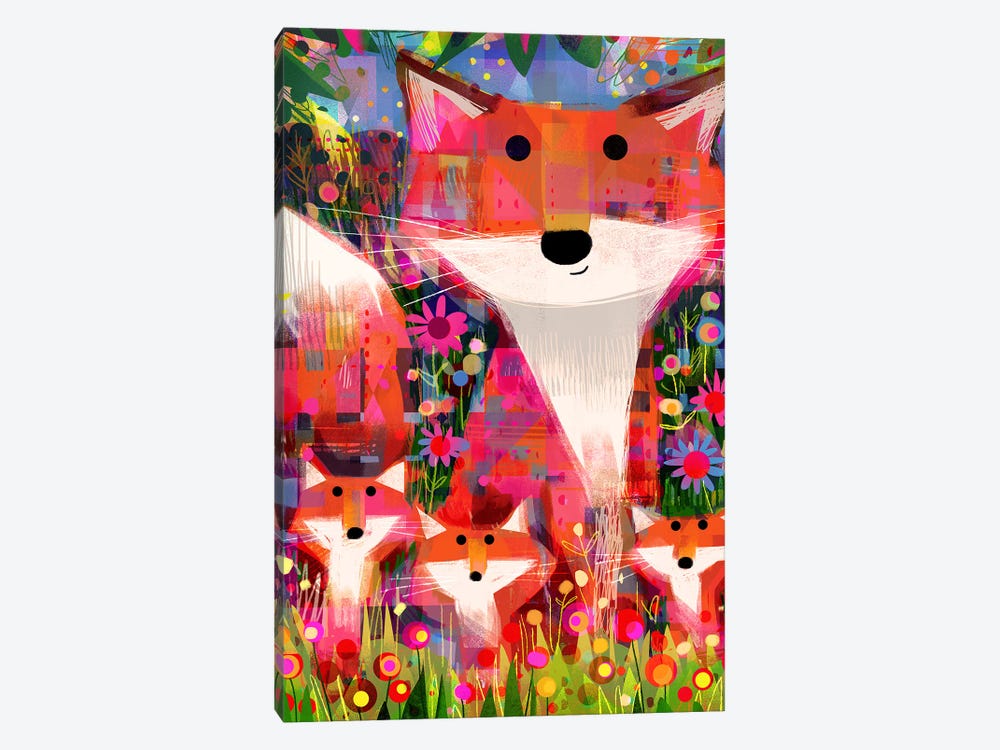 Foxes, Foliage And Flowers by Gareth Lucas 1-piece Canvas Print