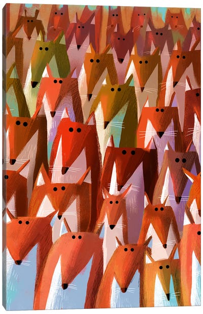 Furtive Foxes Canvas Art Print - Gareth Lucas