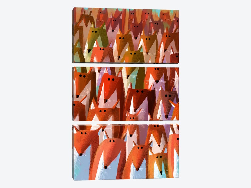 Furtive Foxes by Gareth Lucas 3-piece Canvas Art