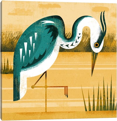 Heron Canvas Art Print - Yellow Art