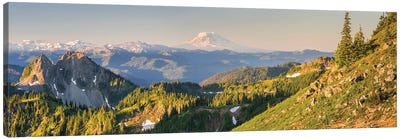 USA. Washington State. Panorama of Mt. Adams, Goat Rocks and Double Peak Canvas Art Print