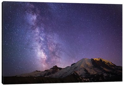 Milky Way As Seen From Mount Rainier, Mount Rainier National Park, Washington, USA Canvas Art Print - 3-Piece Astronomy & Space Art