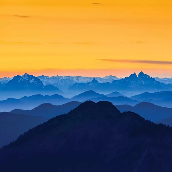 Complementary Colors: USA, Washington State. Skyline Divide in the North Cascades, Mt. Baker. by Gary Luhm