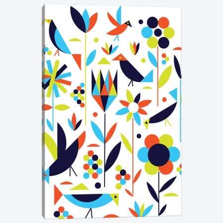 Birds & Flowers Canvas Print #GMA18} by Greg Mably Canvas Artwork