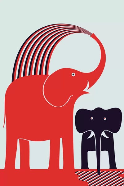 Mid-Century Modern Animals: Red Elephant by Greg Mably