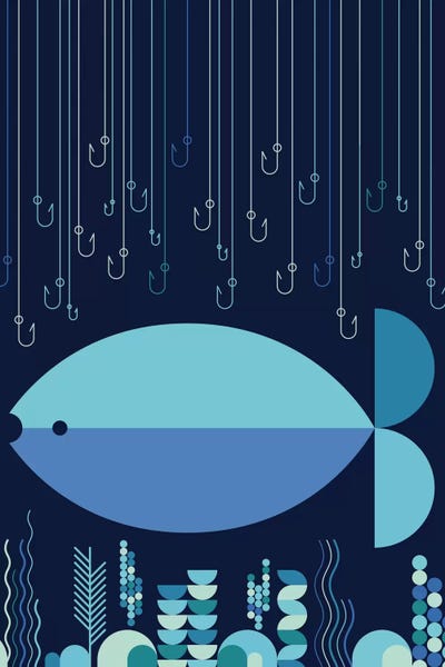 Mid-Century Modern Animals: Fish & Hooks by Greg Mably