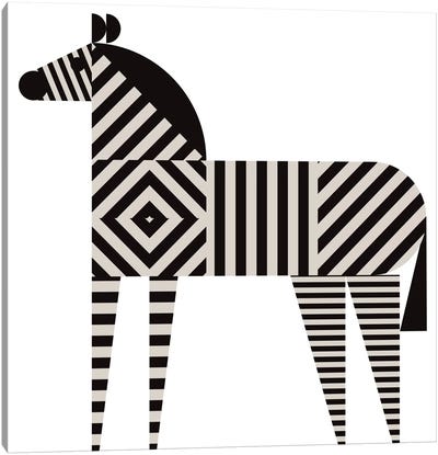 Zebra Stripe Canvas Art Print - Black & White Minimalist Décor