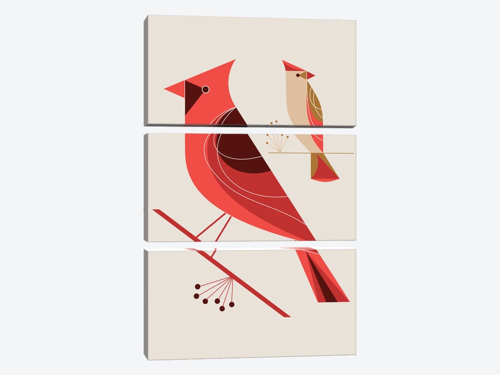 Cardinals by Greg Mably 3-piece Canvas Print