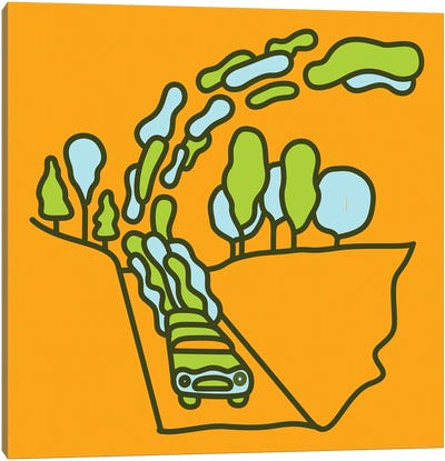Country Drive Canvas Art Print - Yellow Art