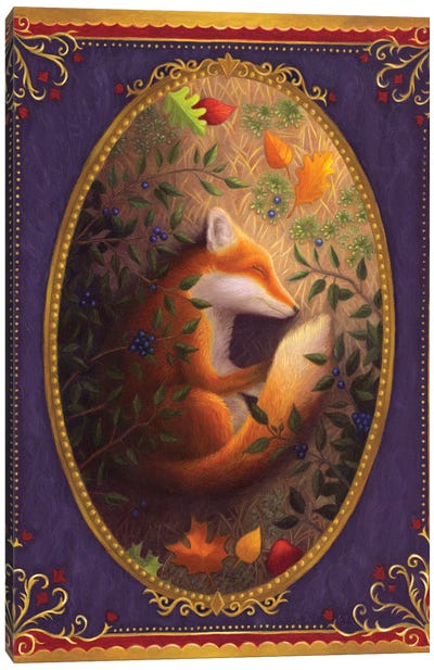Sleeping Fox Canvas Art Print - Berry Art