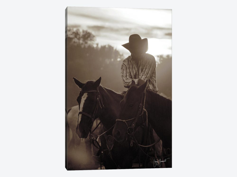 Cowboy Holding Horses by Jenny Gummersall 1-piece Canvas Artwork