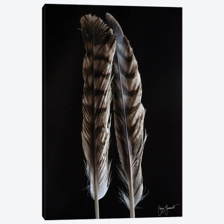 Two Feathers Vert Canvas Print #GMS25} by Jenny Gummersall Canvas Wall Art