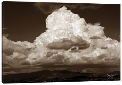 Clouds Over HD Mountains Canvas Art Print - Sepia Photography