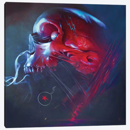 Star Skull Canvas Print #GMT9} by Gianluca Mattia Canvas Artwork