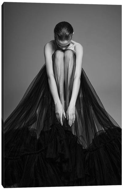 Art Portrait Of Beautiful Lady In Black Dress V Canvas Art Print - George Mayer