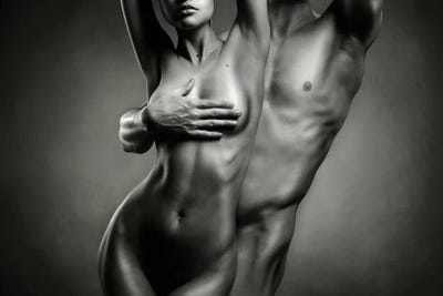 Art Photography Of Two Nude Lovers by George Mayer framed canvas print