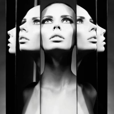 Portrait With The Mirrors by George Mayer framed wall art