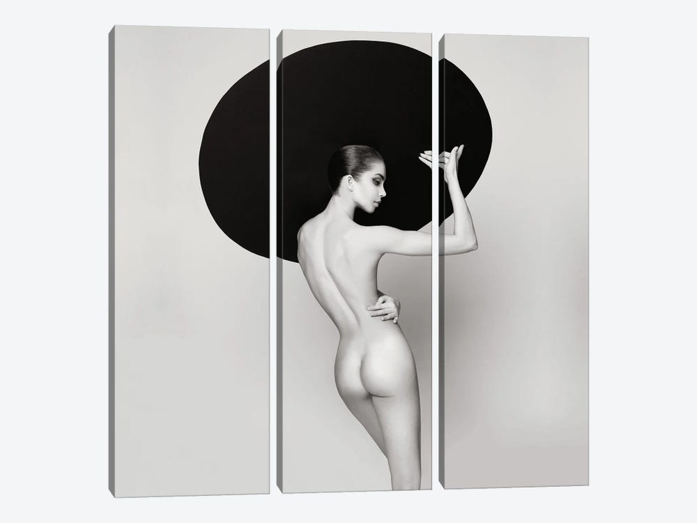 Nude Lady With Black Hat by George Mayer 3-piece Canvas Art Print