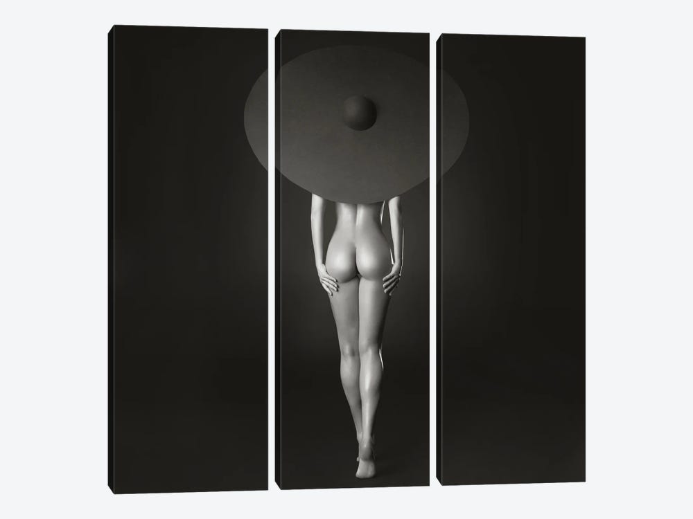 Nude Lady With Black Hat I by George Mayer 3-piece Canvas Artwork