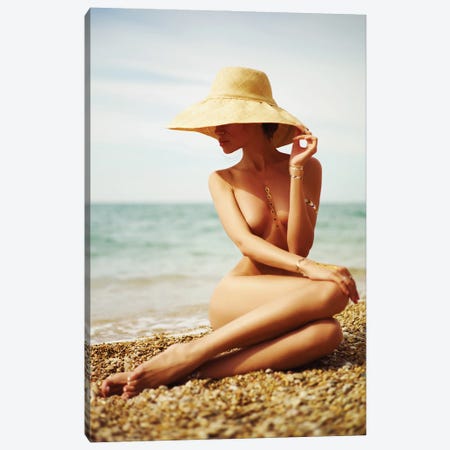 Lady On The Beach Canvas Print #GMY62} by George Mayer Art Print