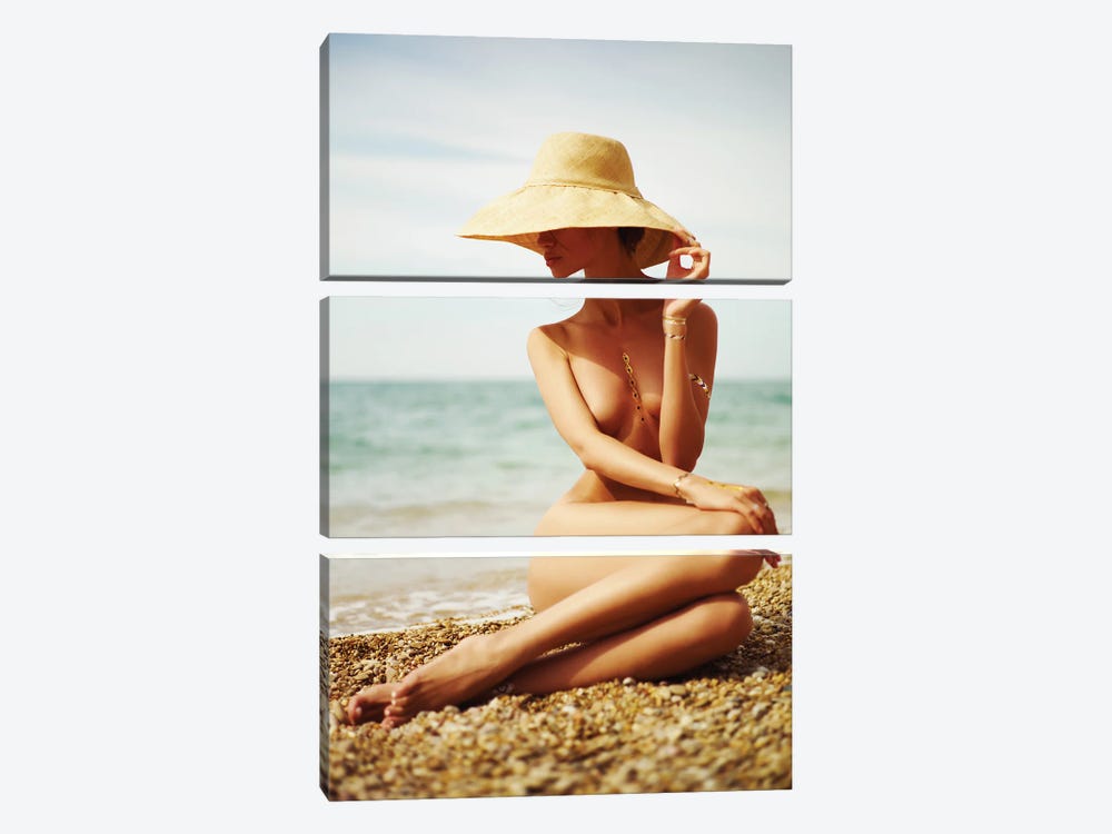 Lady On The Beach by George Mayer 3-piece Canvas Art Print