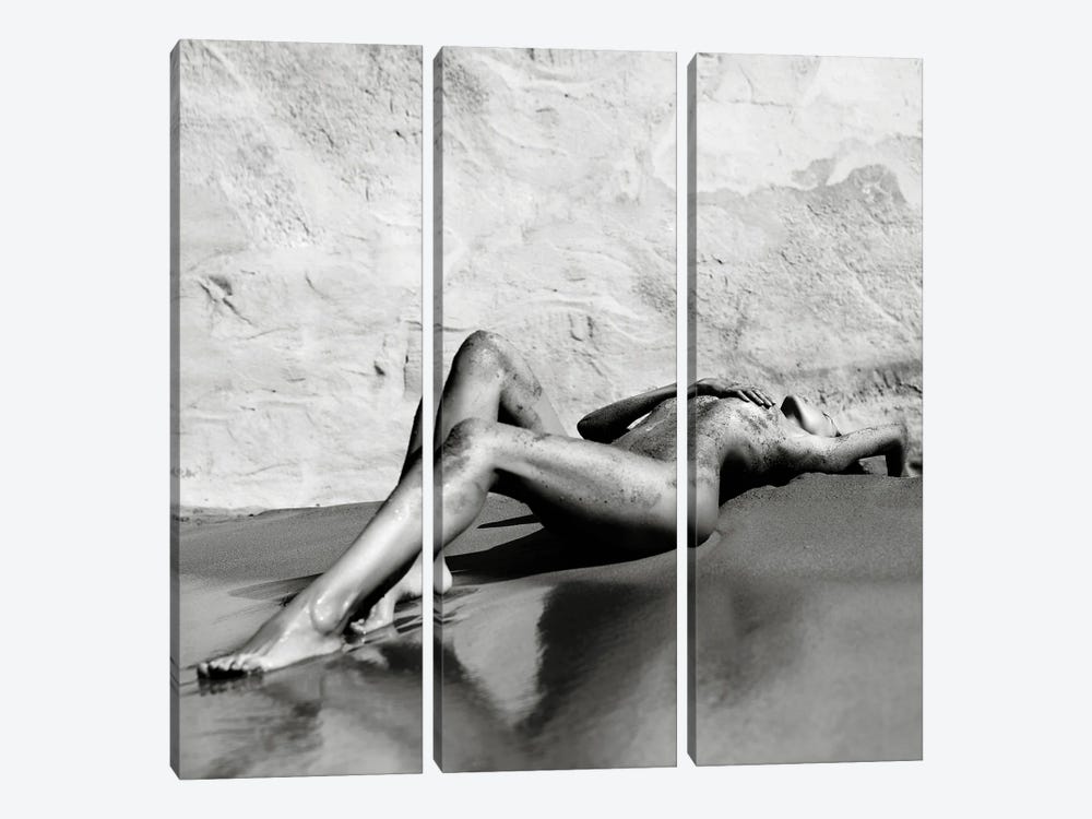 Lady On The Beach III by George Mayer 3-piece Canvas Artwork