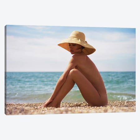 Lady On The Beach IV Canvas Print #GMY86} by George Mayer Canvas Wall Art