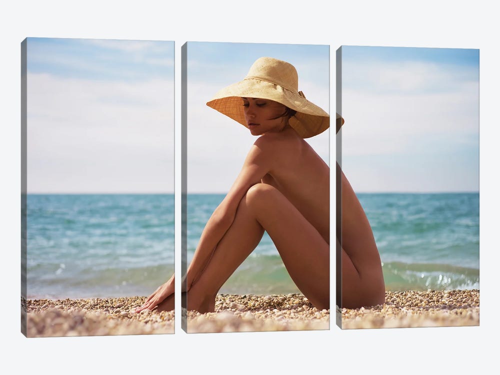 Lady On The Beach IV by George Mayer 3-piece Canvas Art Print