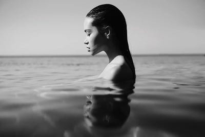 Lady On The Beach IX by George Mayer multi panel art