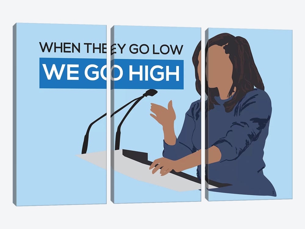 Michelle Obama - We Go High by GNODpop 3-piece Canvas Wall Art